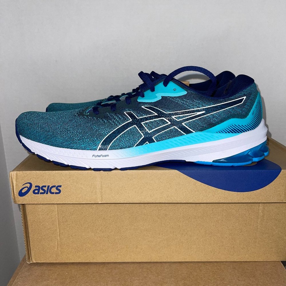 NEW MEN'S ASICS GT-1000 11 ICE MINT/ESTATE BLUE RUNNING SHOES SIZE 8.5, 11.5